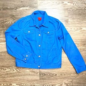 Chaps Denim Trucker Jacket Flap Pocket Button-Up Dad Style Western Shacket Sz L